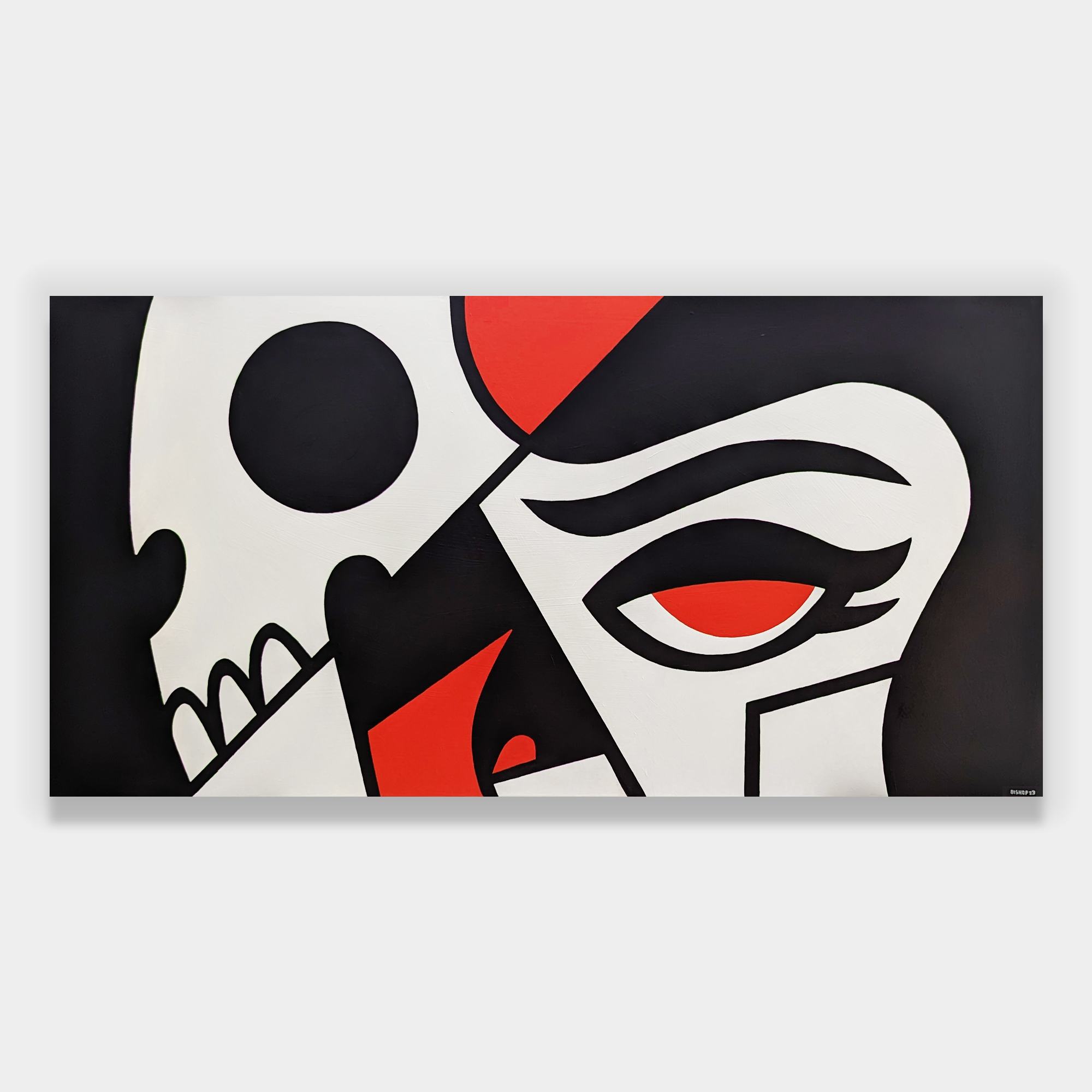 Abstract Girl Skull in Red, Black, White