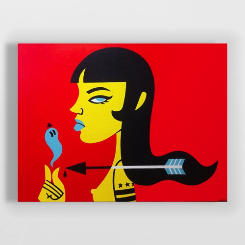 Nude girl with ghost and arrow