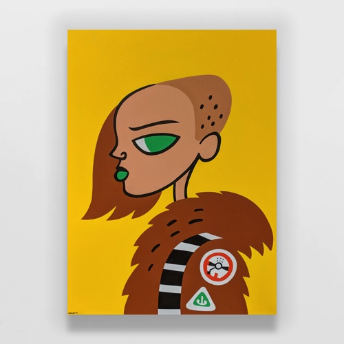 Girl wearing shaggy coat with Chewbacca vibes