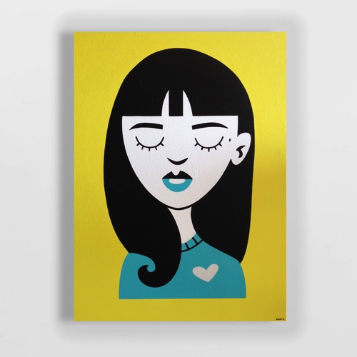 Dark haired girl with eyes closed
