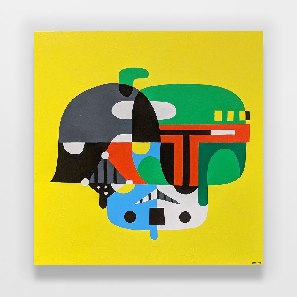 Abstract Darth Vader, Boba Fett and Stormtrooper helmets